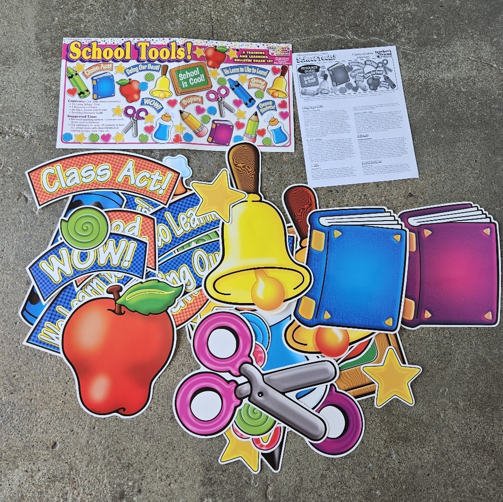 School Tools Bulletin Board Set Teacher Decor 48 pieces Teacher's Friend